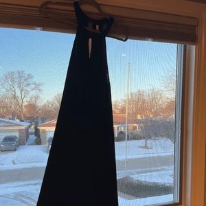 Black halter dress, knit